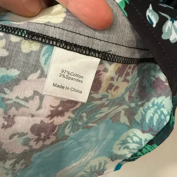 Tuckernuck Women's Verdant Floral Royal Shirt Dress Black Blue Large Garden EUC - Picture 11 of 11